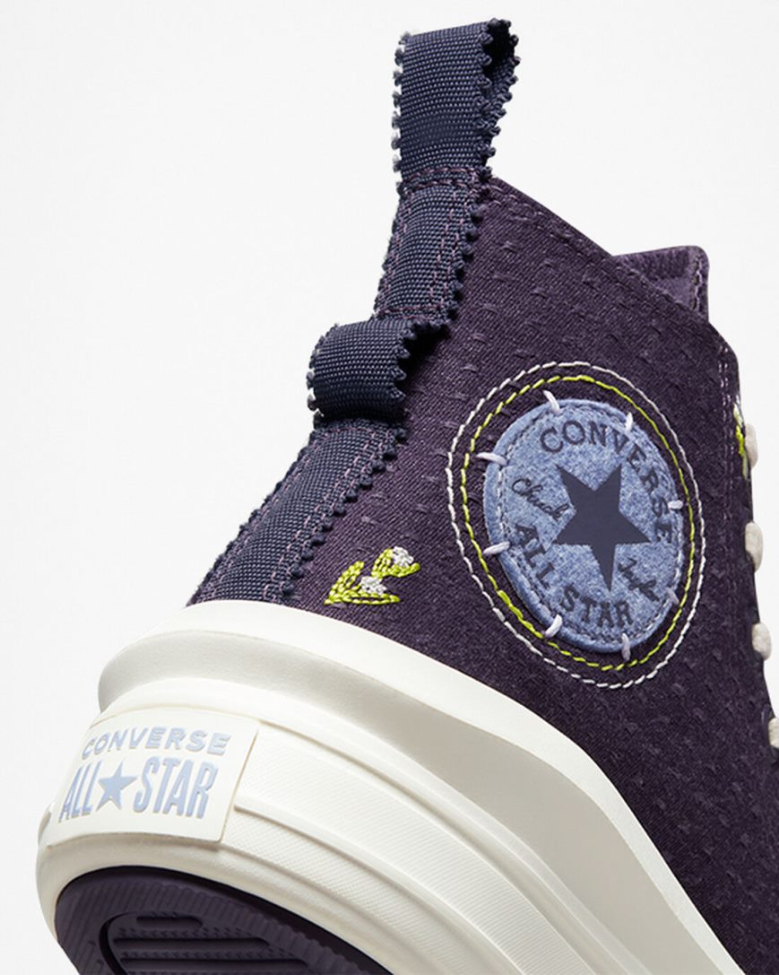 Women's Converse Chuck Taylor All Star Move Autumn Embroidery High Top Platform Shoes Purple | AU C0643I